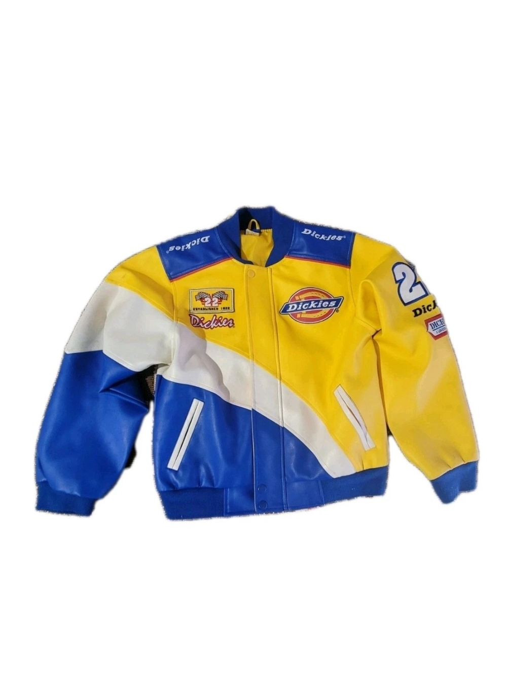 Retro Dickies Racing Boys Jacket Embroidered Logo Medium 12-14 Yrs Yellow